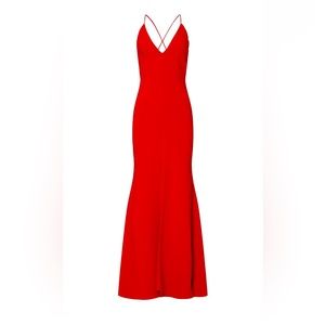 Aidan Maddox Stunning Red Plunging V Neck Dress, perfect for Prom